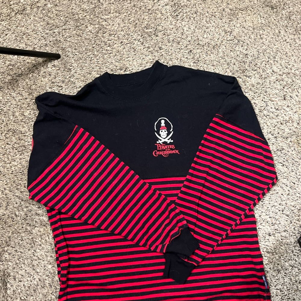 Pirates of the Caribbean Black & Red Striped Long Sleeve Tee